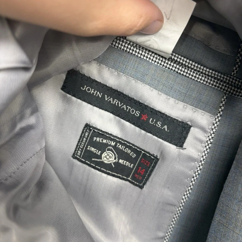 John Varvatos Blazer Boys 14R Youth Blue 100% Wool Two Button Front NWT